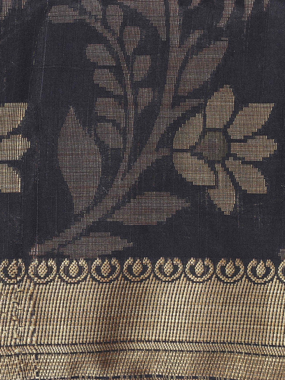 Mimosa Womens Art Silk Saree Kanjivaram Black Color