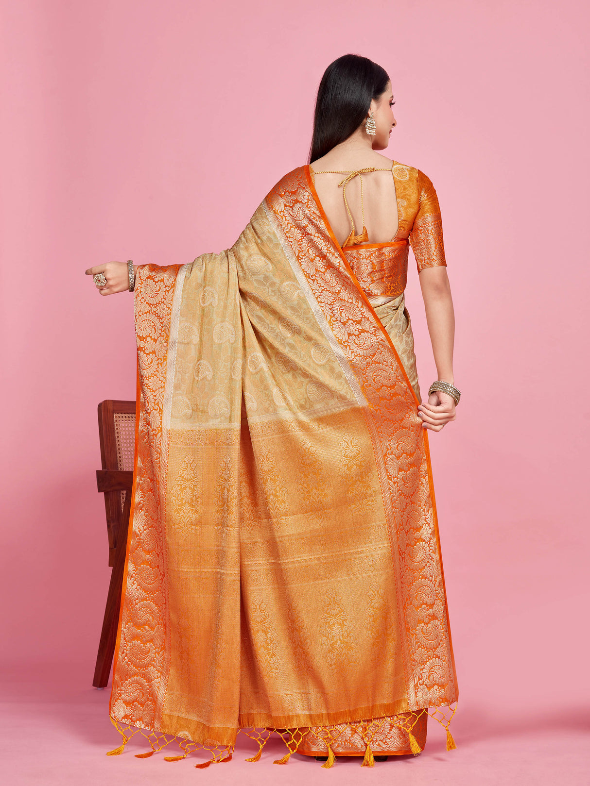 Mimosa Women's Woven Design Kanjivaram Style Art Silk Saree With Blouse Piece : SA0000412HWFREE