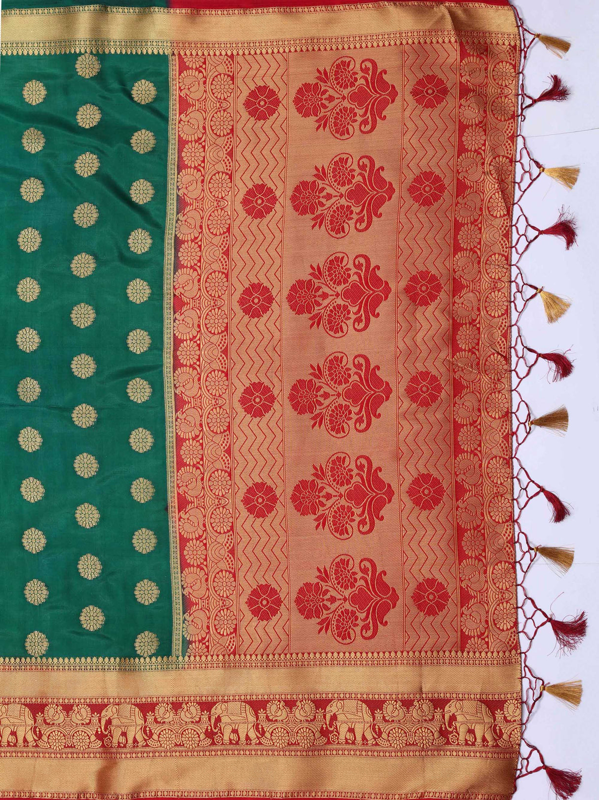 Mimosa Womens Art Silk Saree Kanjivaram BGreen Color