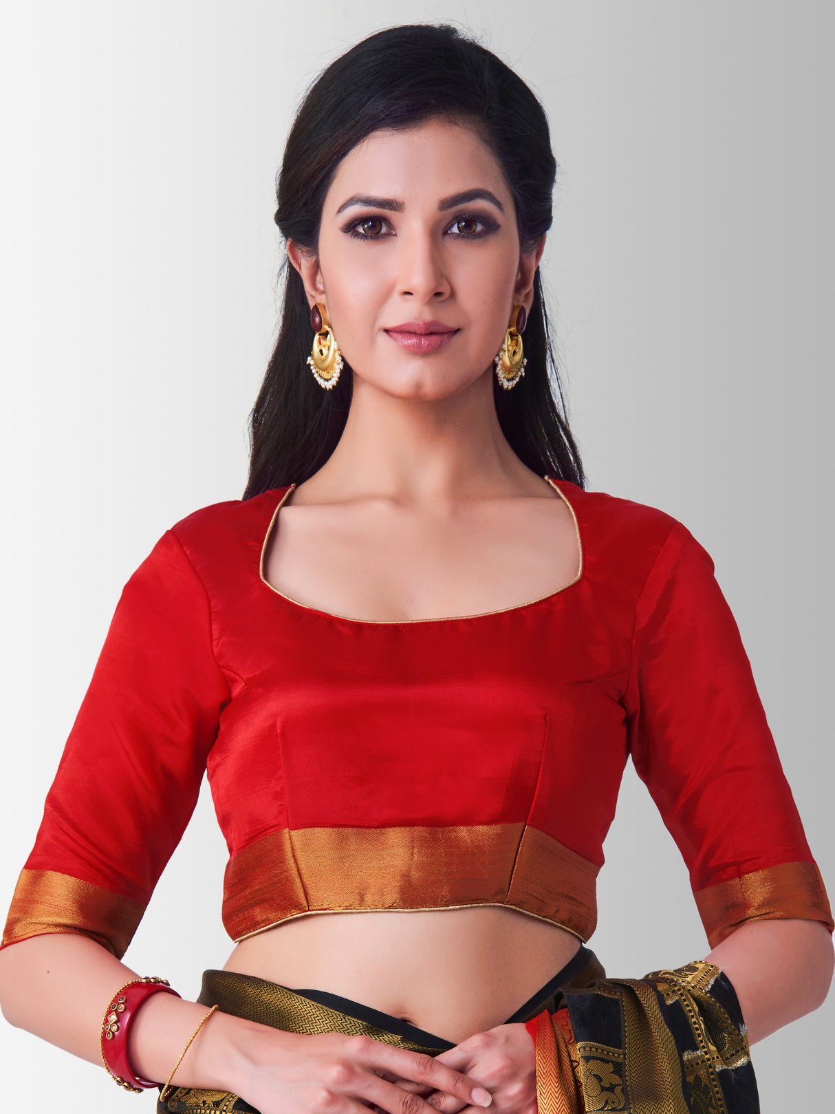 Mimosa Womens Art Silk Saree Kanjivaram Black Color