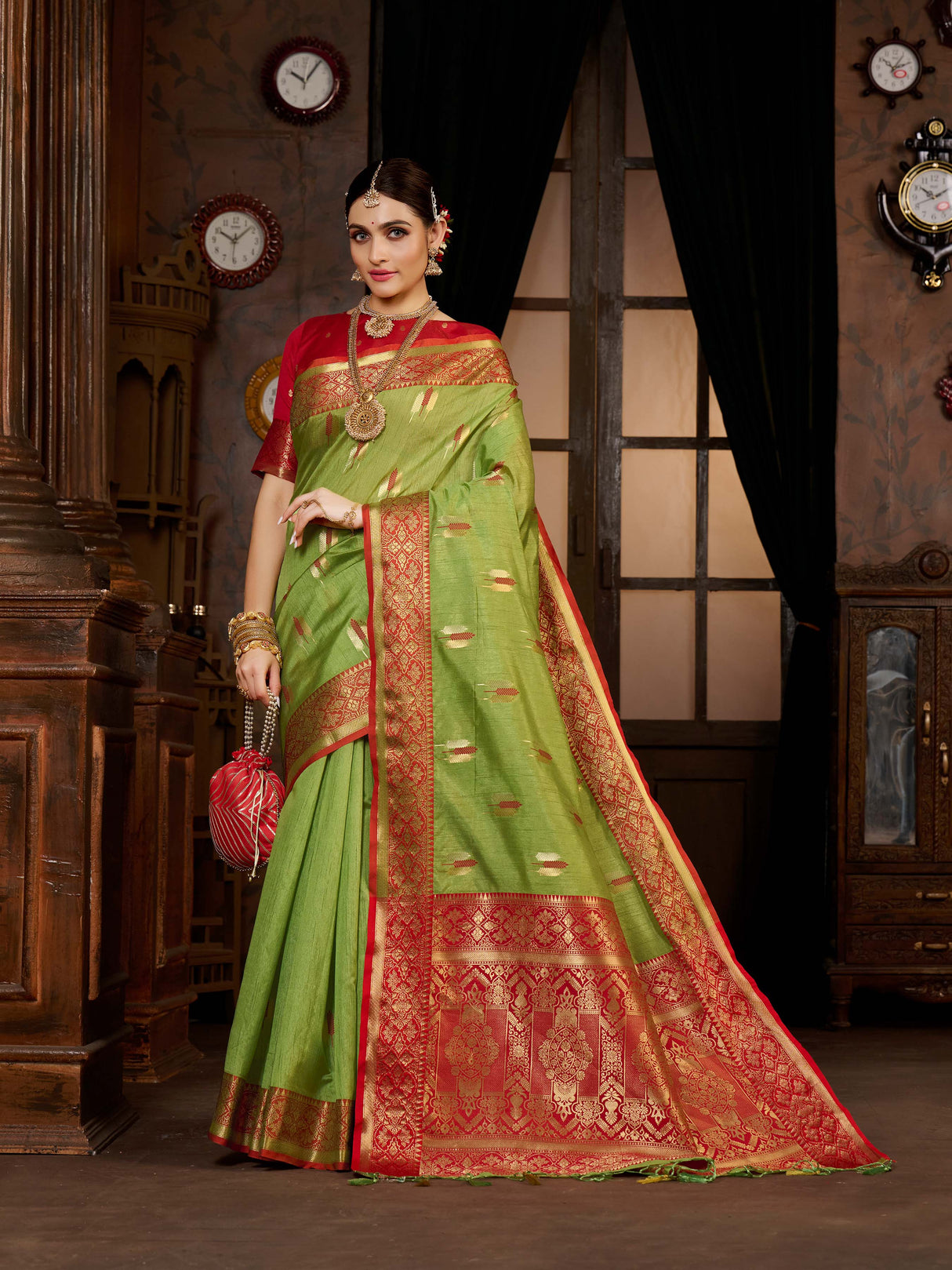 Mimosa Women's Woven Design Bishnupur Art Silk Saree With Blouse Piece : SA0000867LR