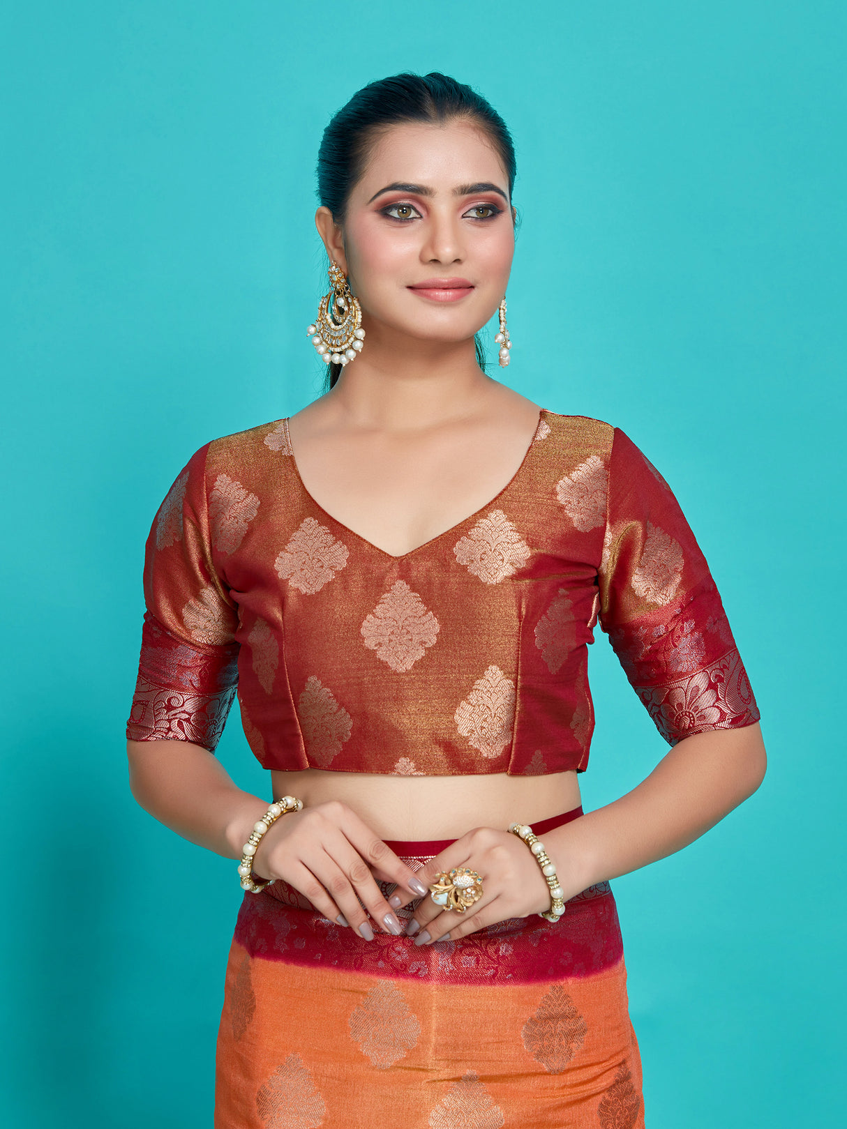 Mimosa Women's Woven Design Kanjivaram Style Art Silk Saree With Blouse Piece : SA0000393PCFREE