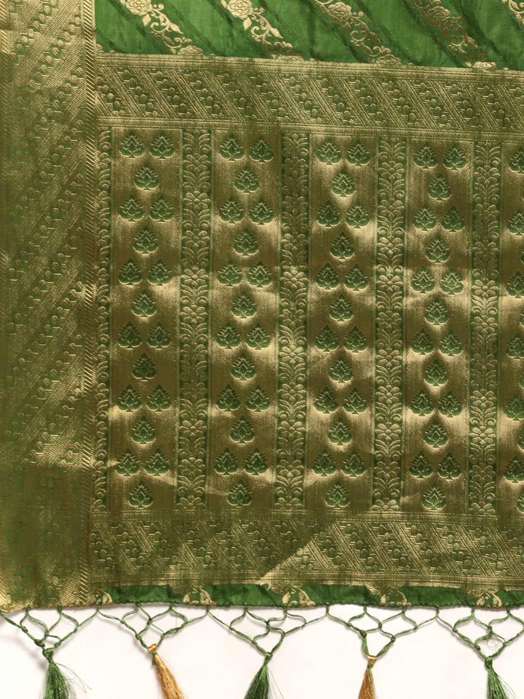 Mimosa Womens Art Silk Saree Kanjivaram Olive Color