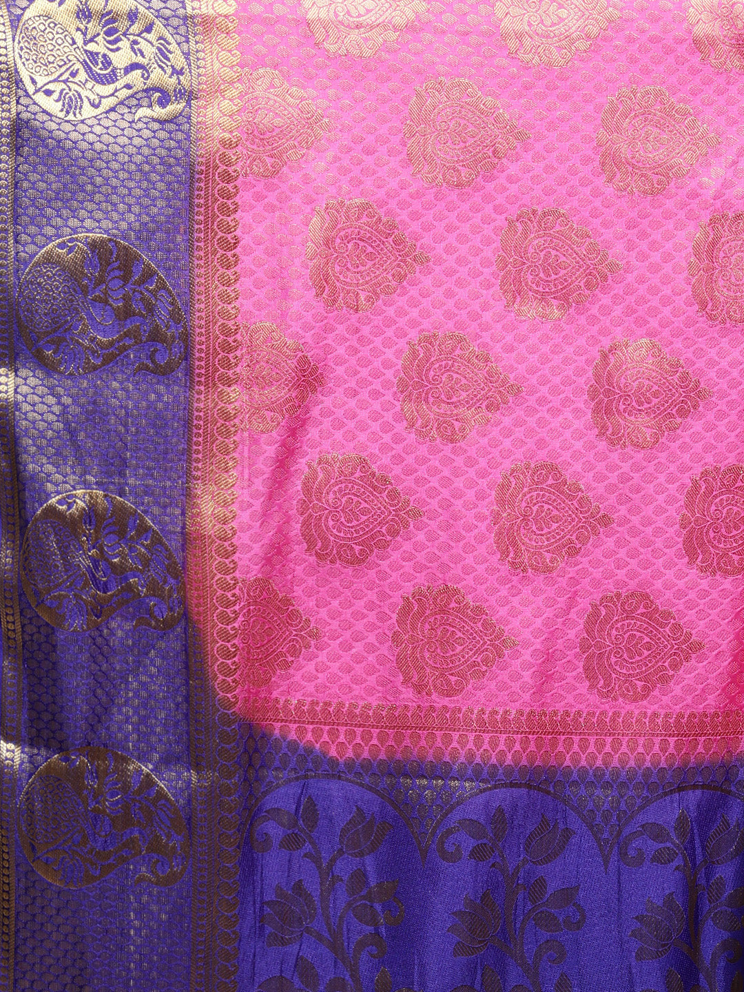 Mimosa Womens Art Silk Saree Kanjivaram Pink Color