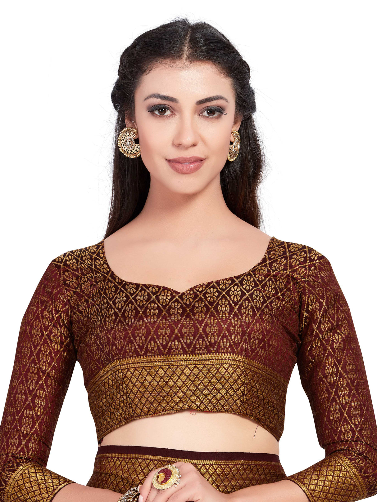 Mimosa Womens Art Silk Saree Kanjivaram Chocolate Color