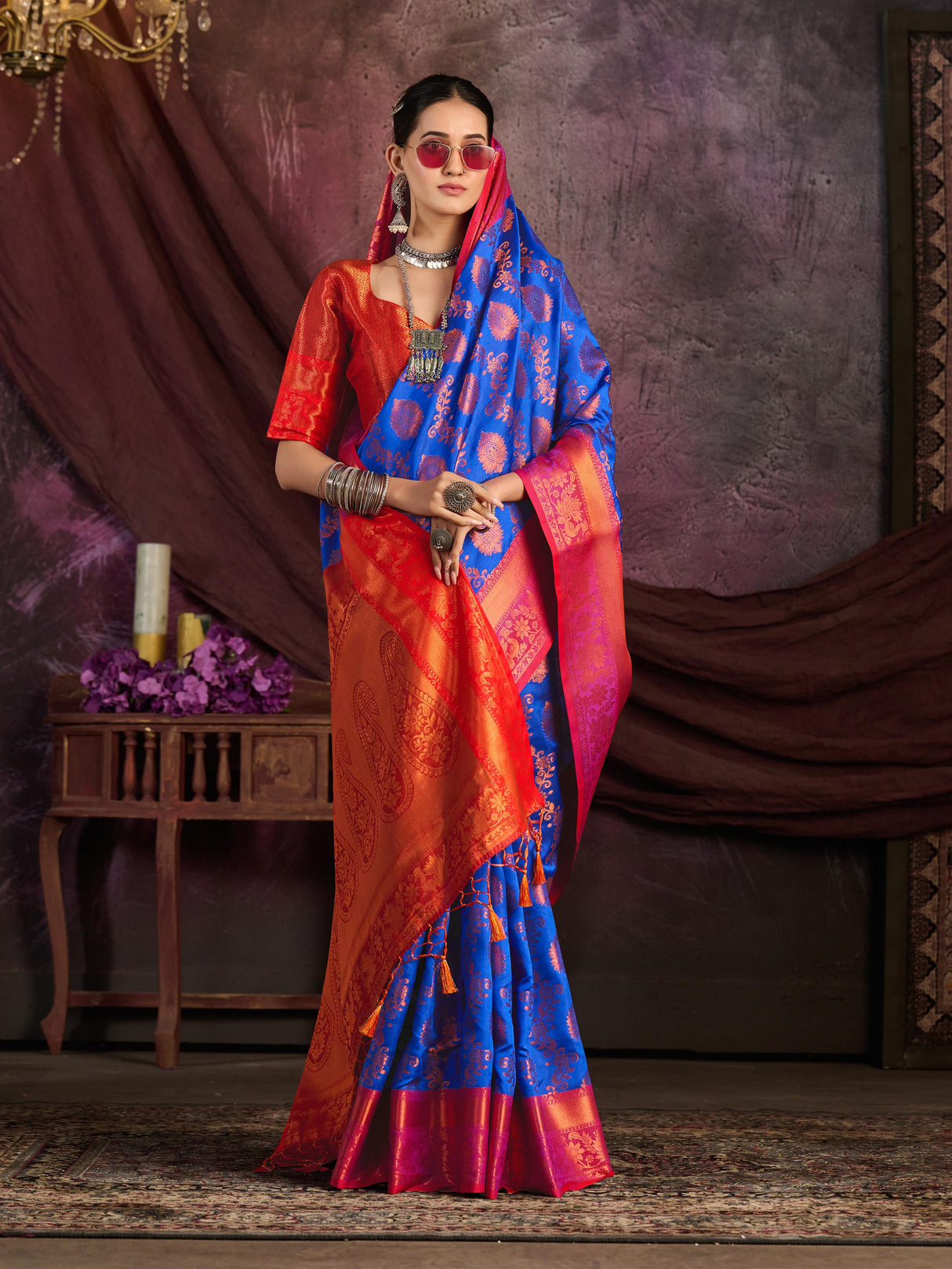 Mimosa Women's Woven Design Kanjivaram Art Silk Saree With Blouse Piece : SA0000913RB