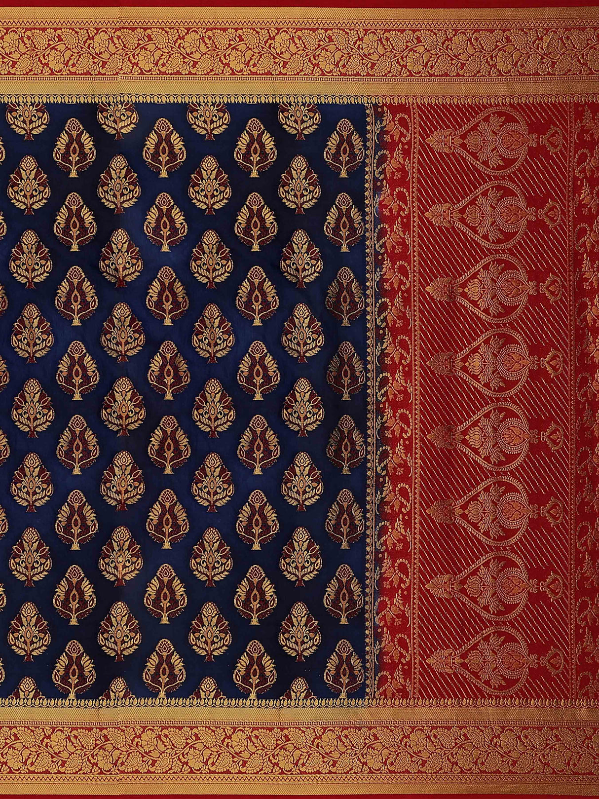 Mimosa Womens Art Silk Saree Patola Navy Blue Color