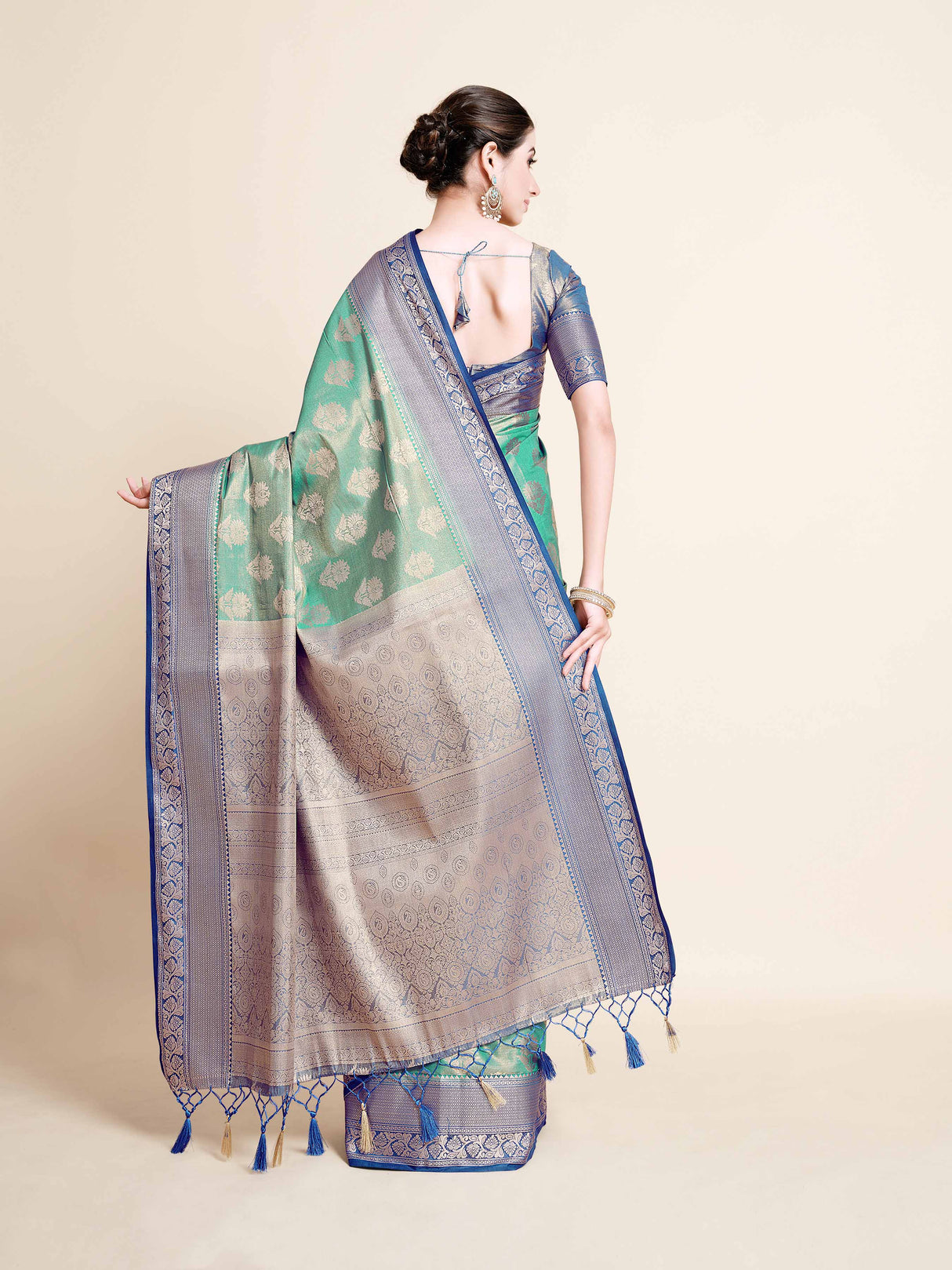 Mimosa Womens Art Silk Saree Kanjivaram Rama Color