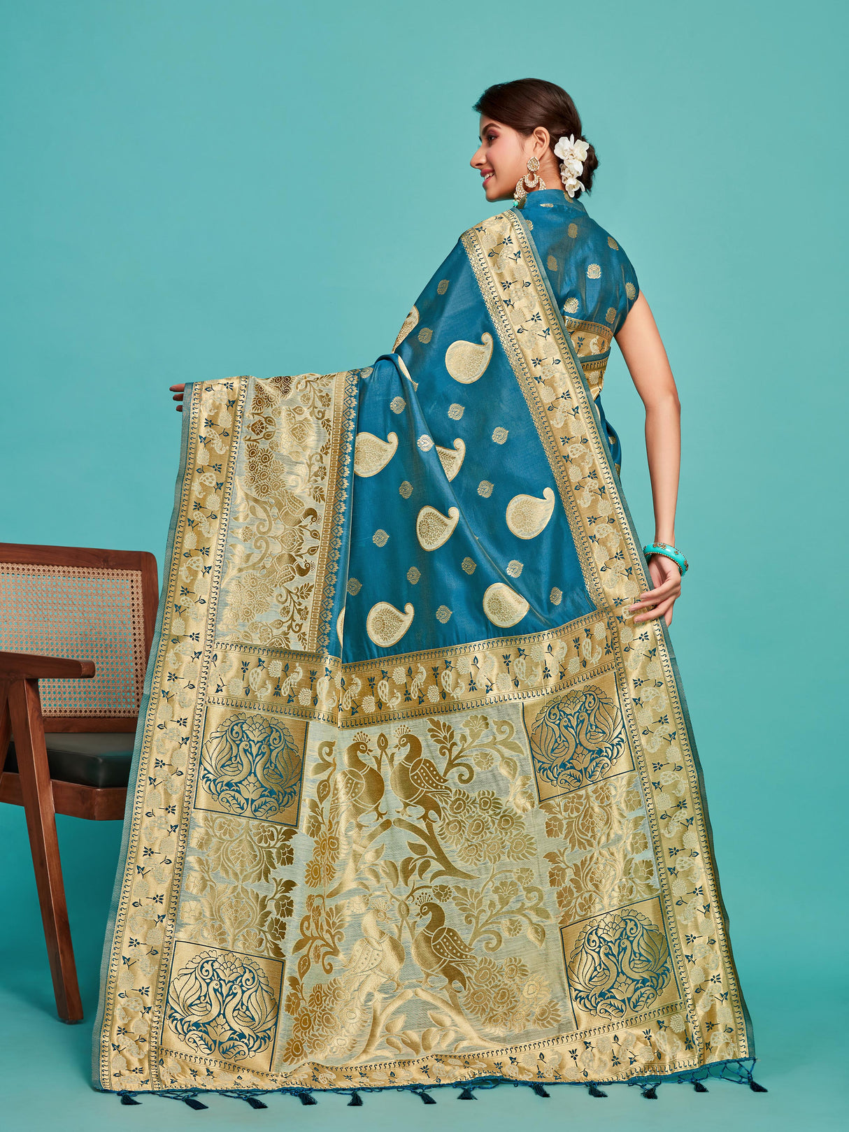 Mimosa Women's Woven Design Kanjivaram Art Silk Saree With Blouse Piece : SA00001246IBFREE