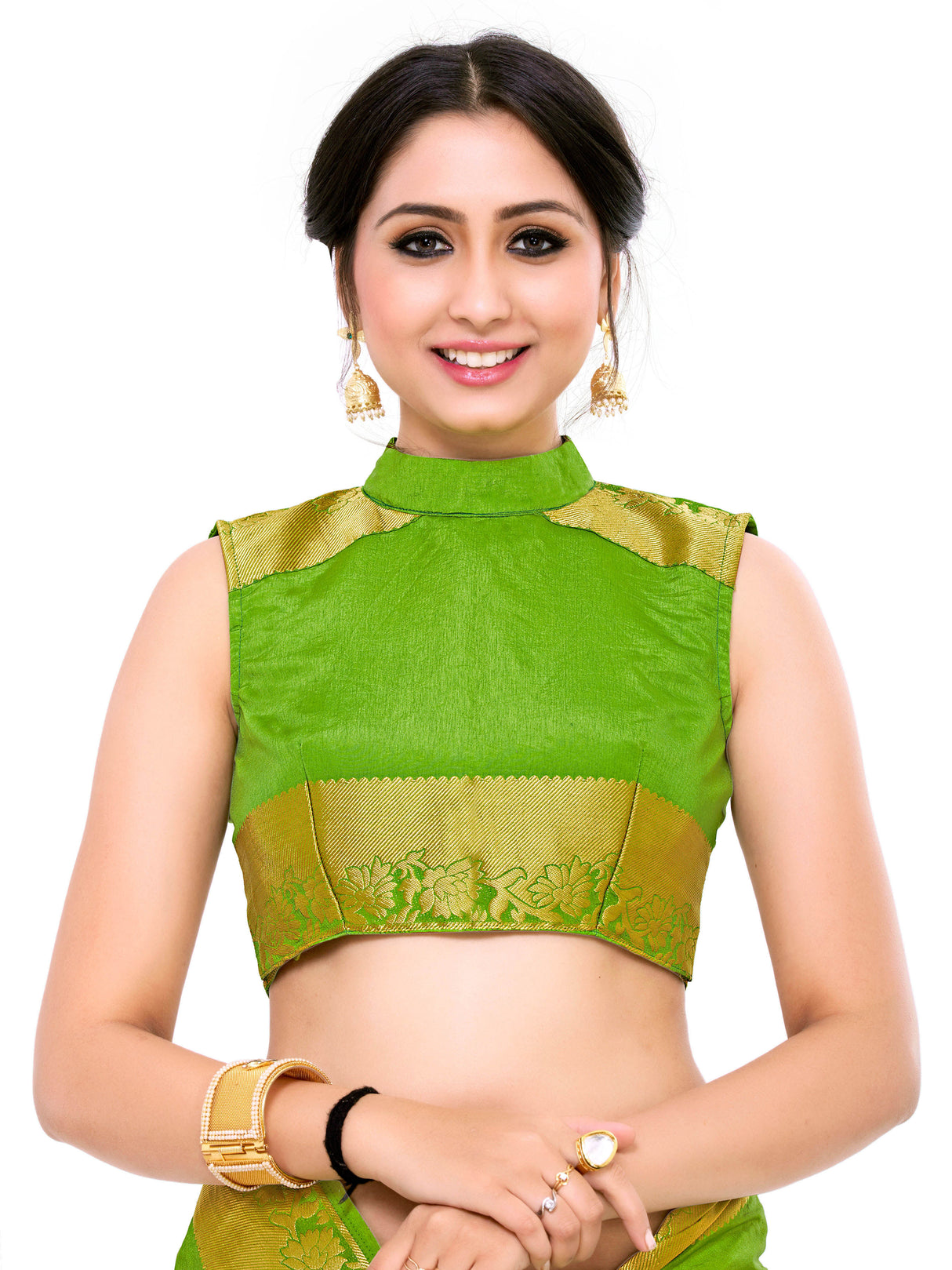 Mimosa Womens Art Silk Saree Kanjivaram Olive Color