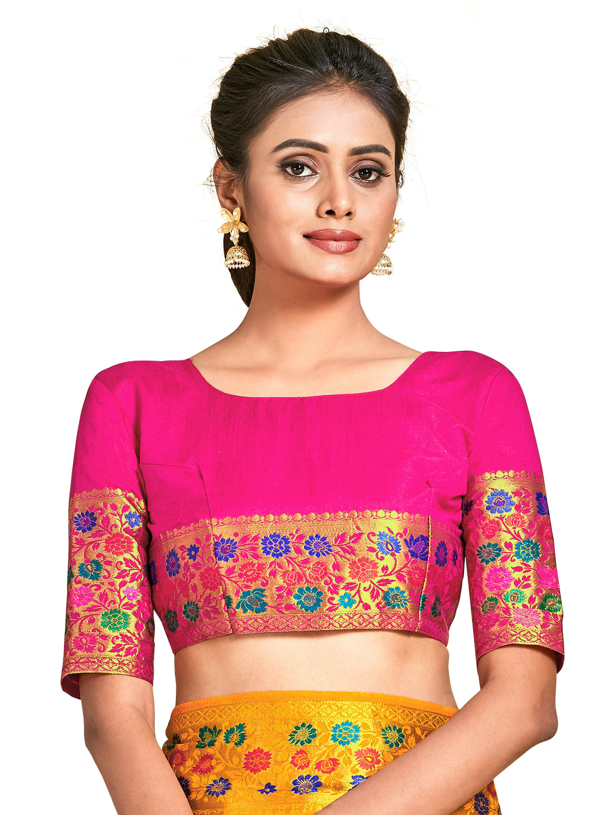 Mimosa Womens Art Silk Saree Dharmavaram Gold Color