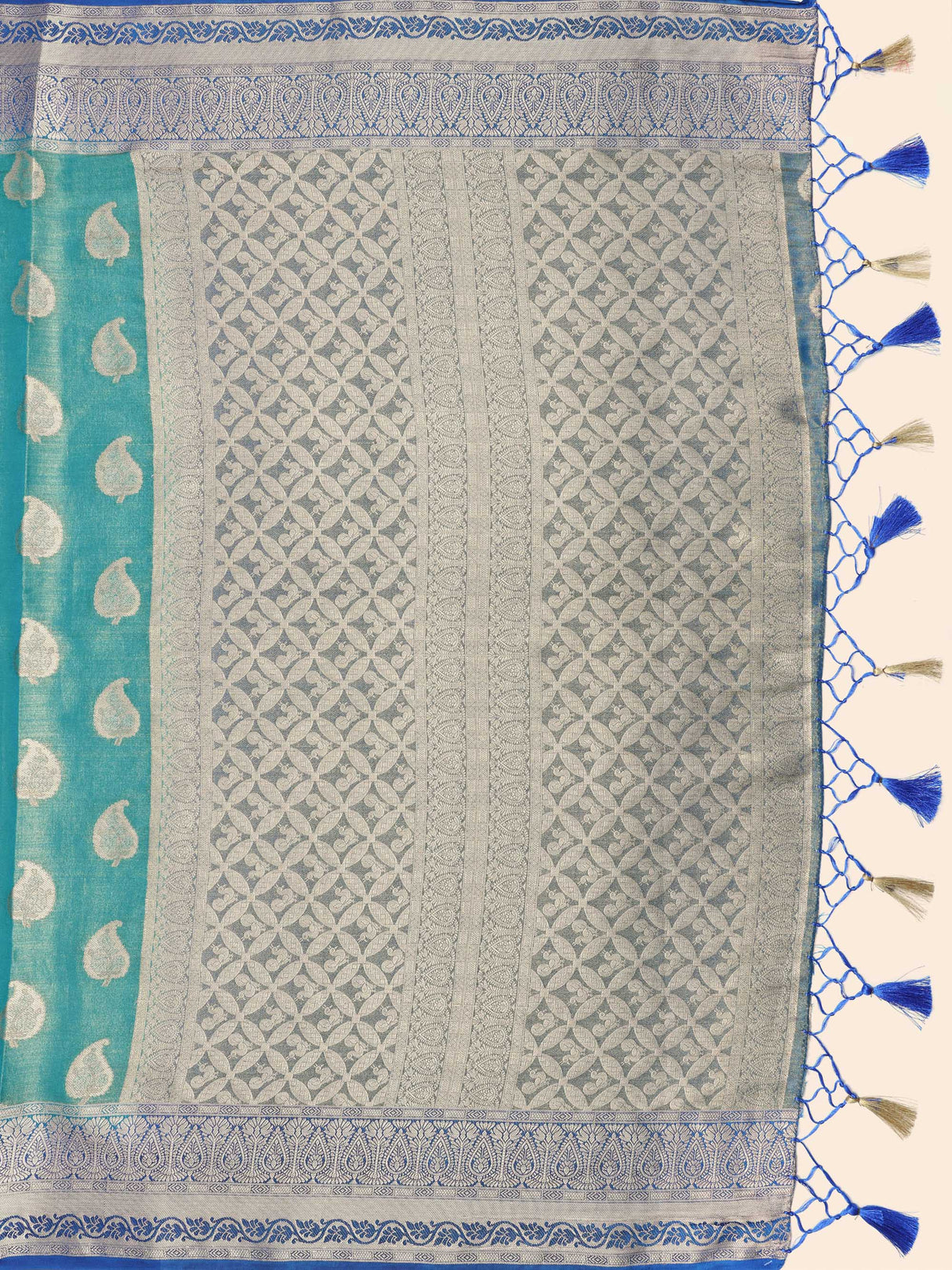 Mimosa Womens Art Silk Saree Kanjivaram Saffire Color