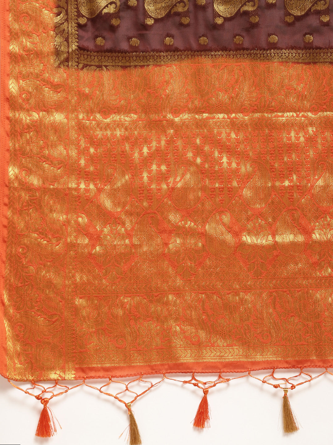 Mimosa Womens Crepe Saree Mysore Silk Chocolate Color