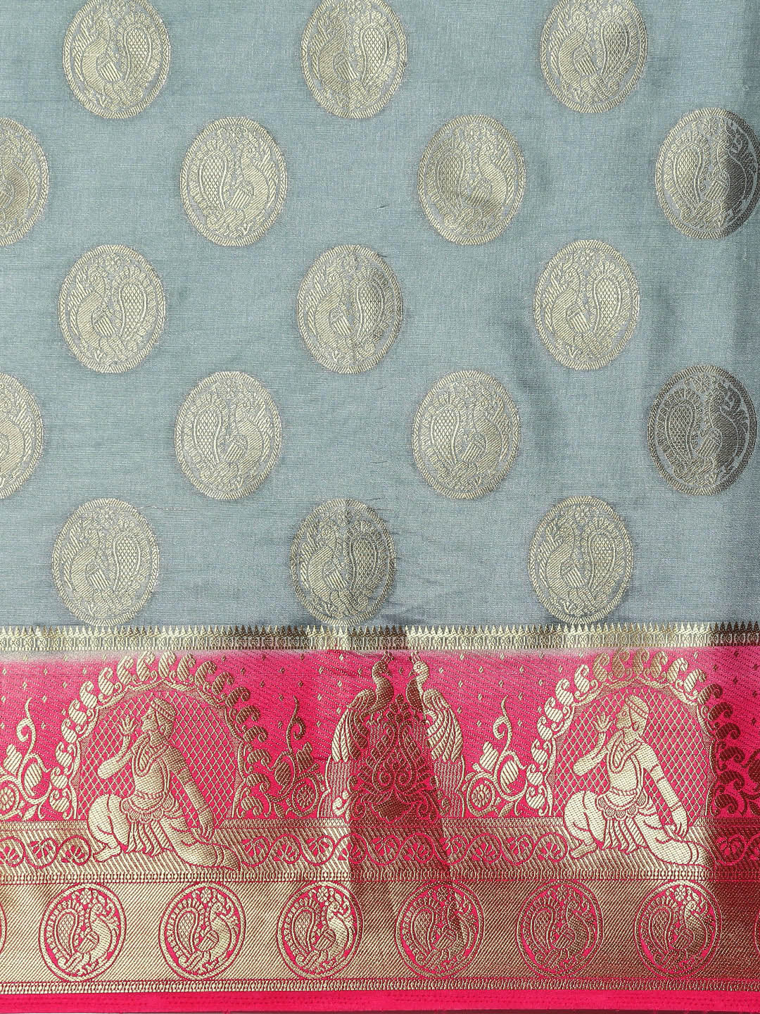 Mimosa Womens Art Silk Saree Kanjivaram Grey Color