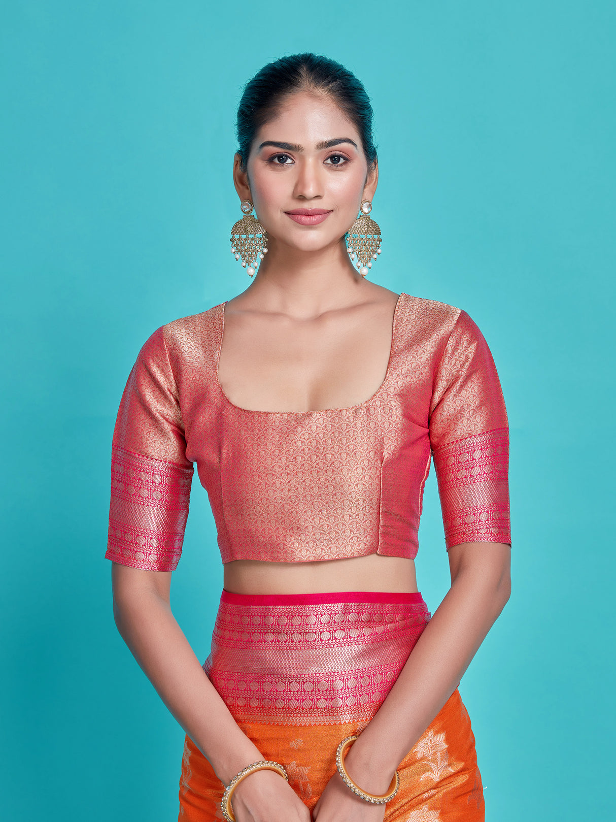 Mimosa Women's Woven Design Kanjivaram Style Art Silk Saree With Blouse Piece : SA0000376ORFREE