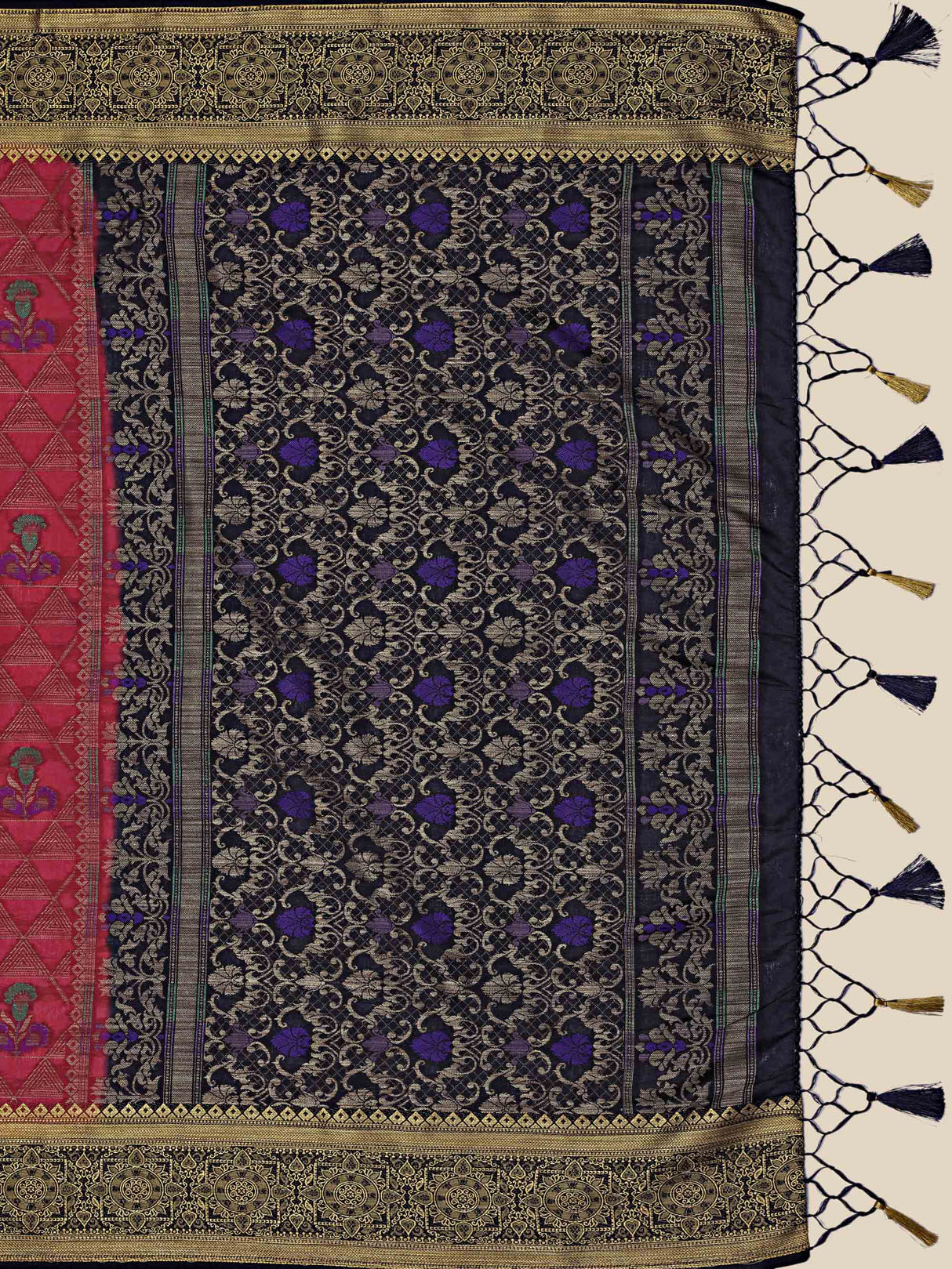 Mimosa Womens Art Silk Saree Kanjivaram style Strawberry Color