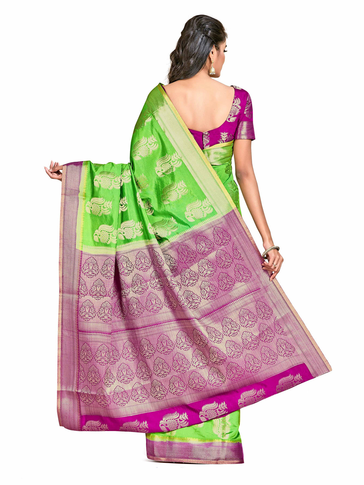 Mimosa Womens Art Silk Saree Kanjivaram Liril Color