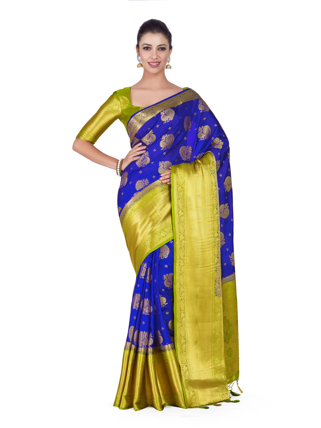 Mimosa Womens Art Silk Saree Kanjivaram Royal Blue Color