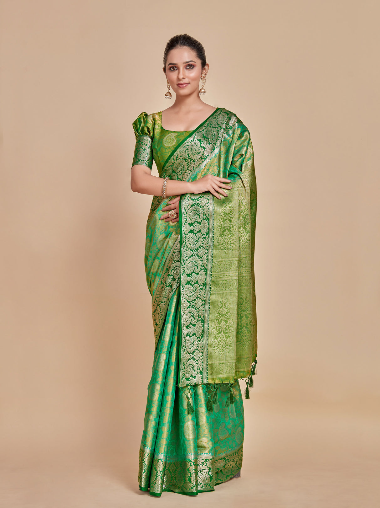 Mimosa Women's Woven Design Kanjivaram Style Art Silk Saree With Blouse Piece : SA0000412RMFREE