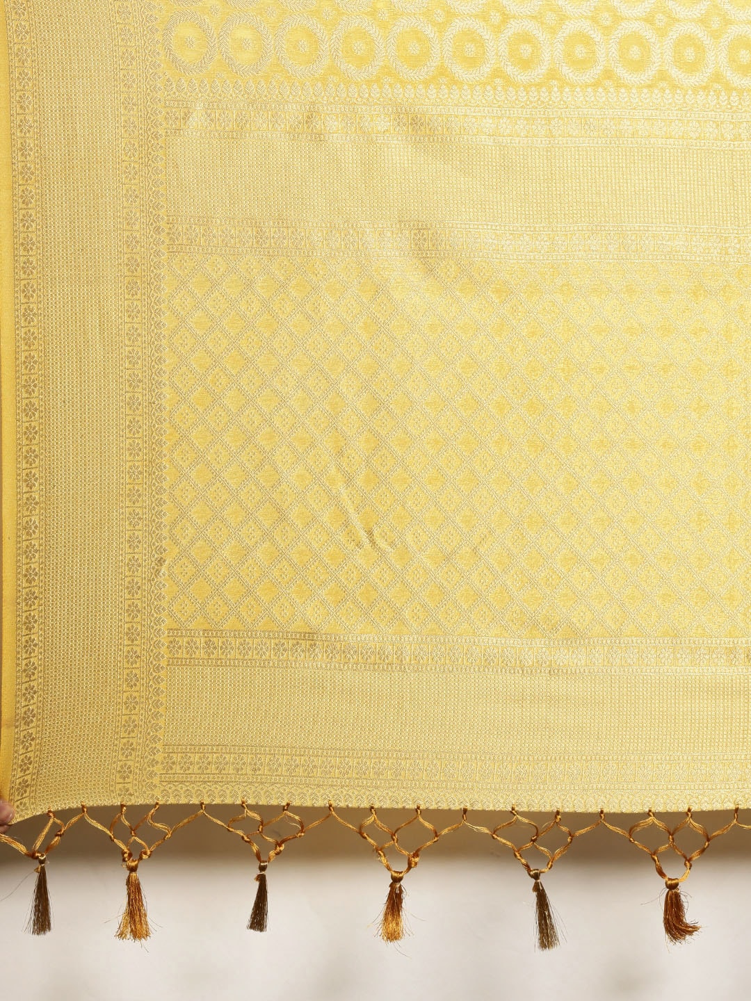 Mimosa Womens Art Silk Saree Kanjivaram Yellow Color