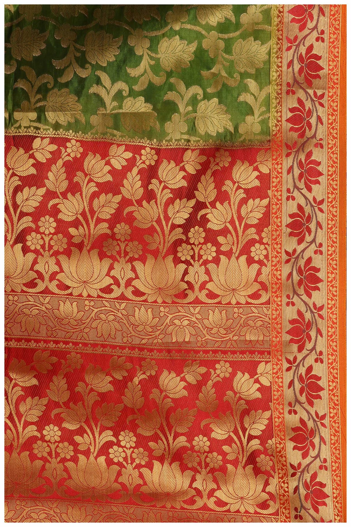 Mimosa Womens Art Silk Saree Kanjivaram Olive Color