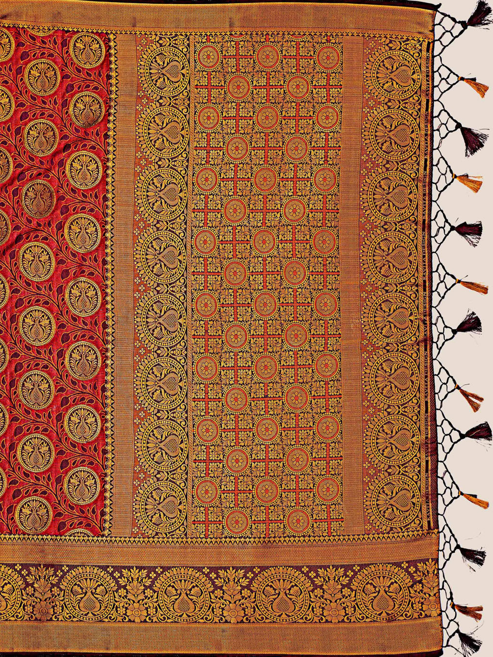 Mimosa Womens Art Silk Saree Kanjivaram Wine Color