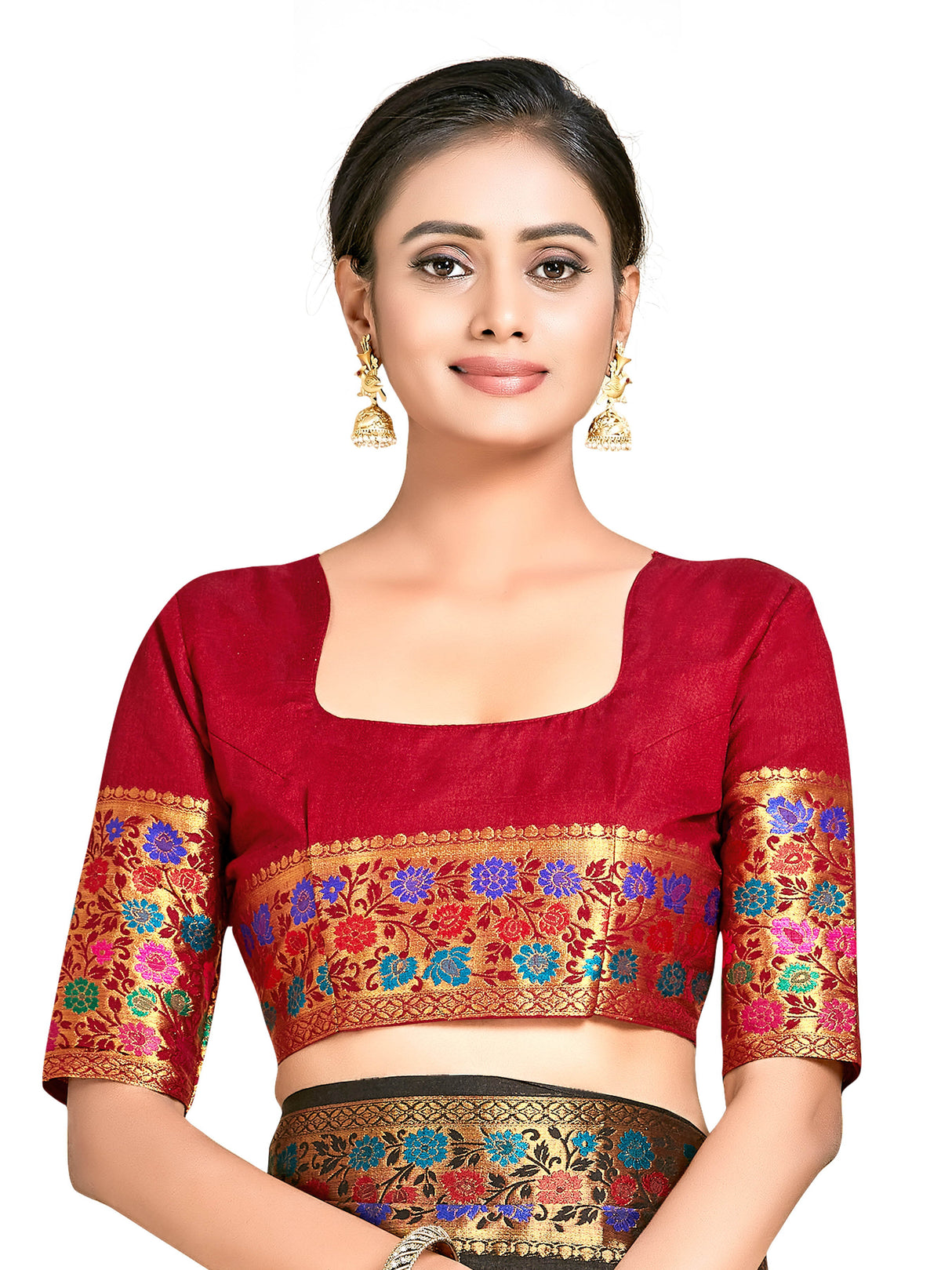 Mimosa Womens Art Silk Saree Dharmavaram Chocolate Color