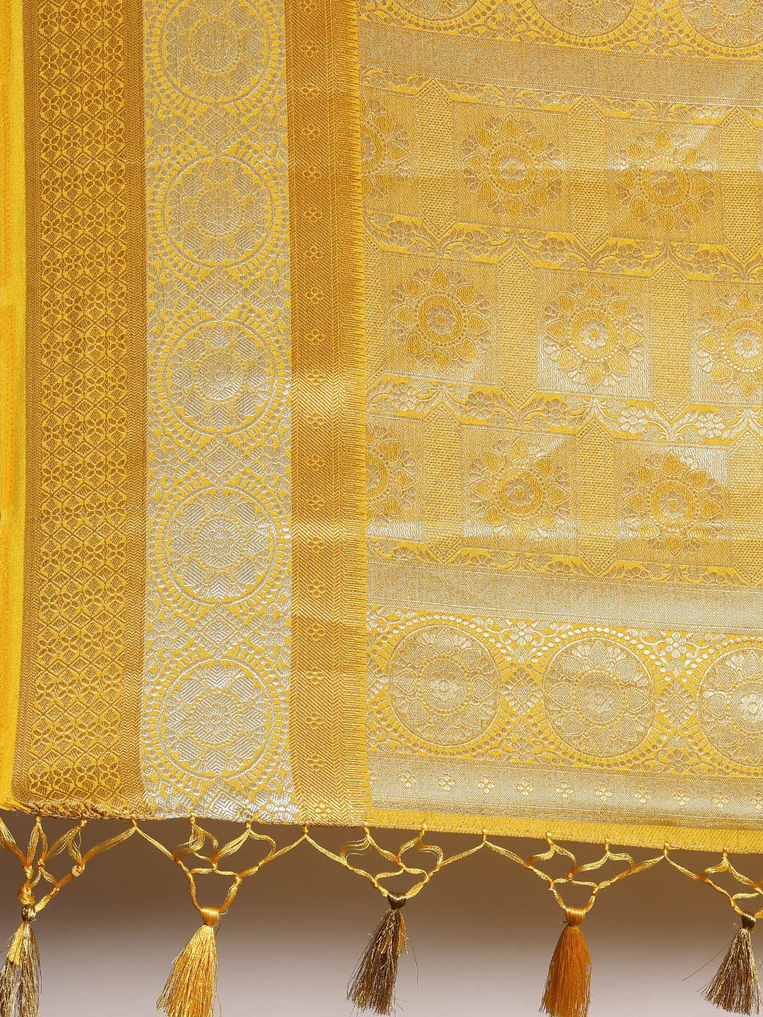 Mimosa Womens Art Silk Saree Kanjivaram Gold Color