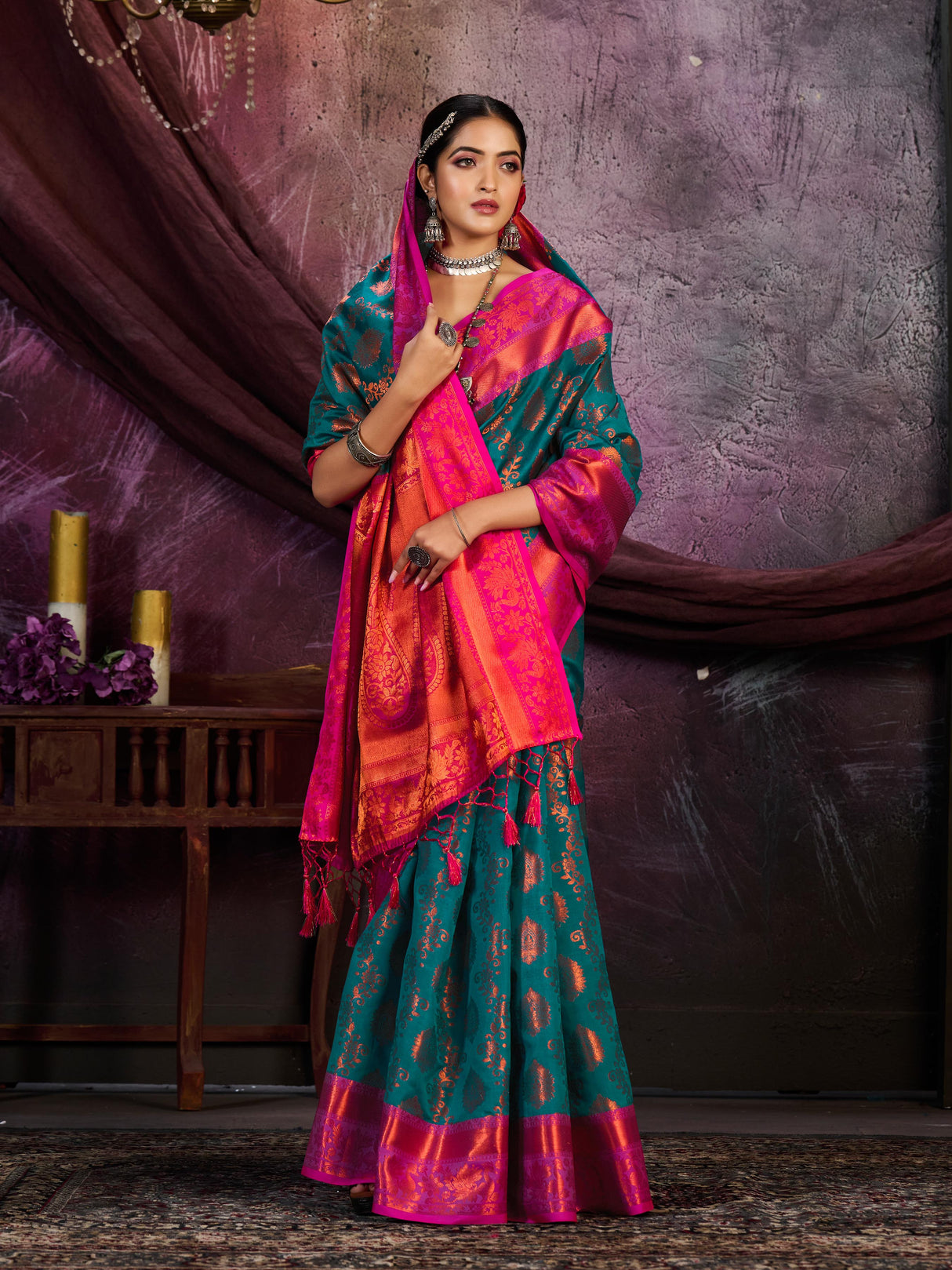 Mimosa Women's Woven Design Kanjivaram Art Silk Saree With Blouse Piece : SA0000913SF