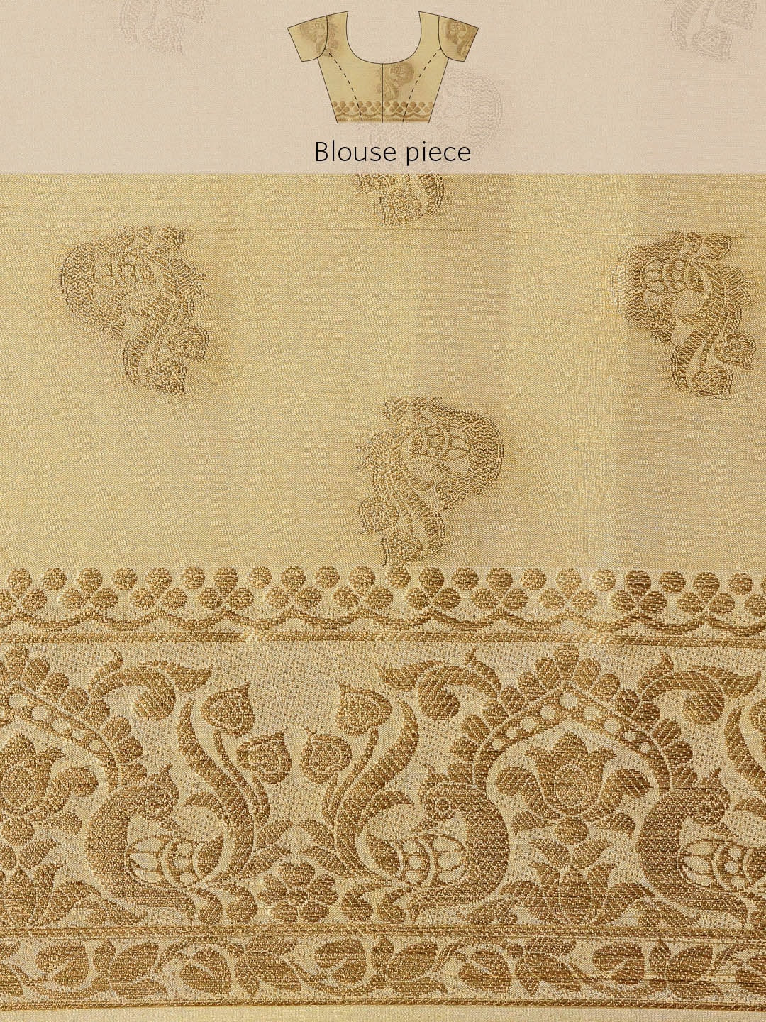 Mimosa Womens Art Silk Saree Kanjivaram Cream Color