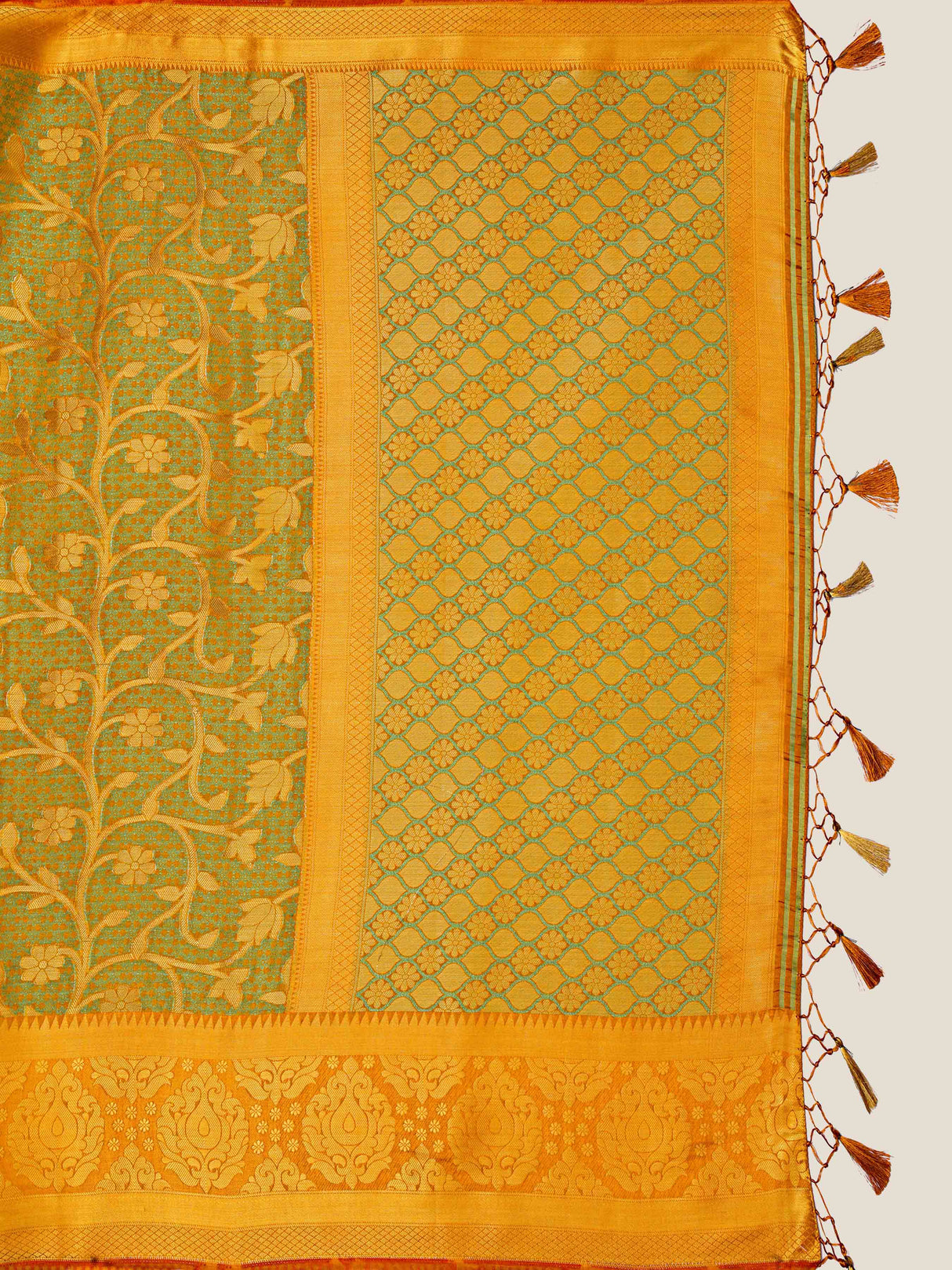 Mimosa Womens Art Silk Saree Kanjivaram Mustard Color