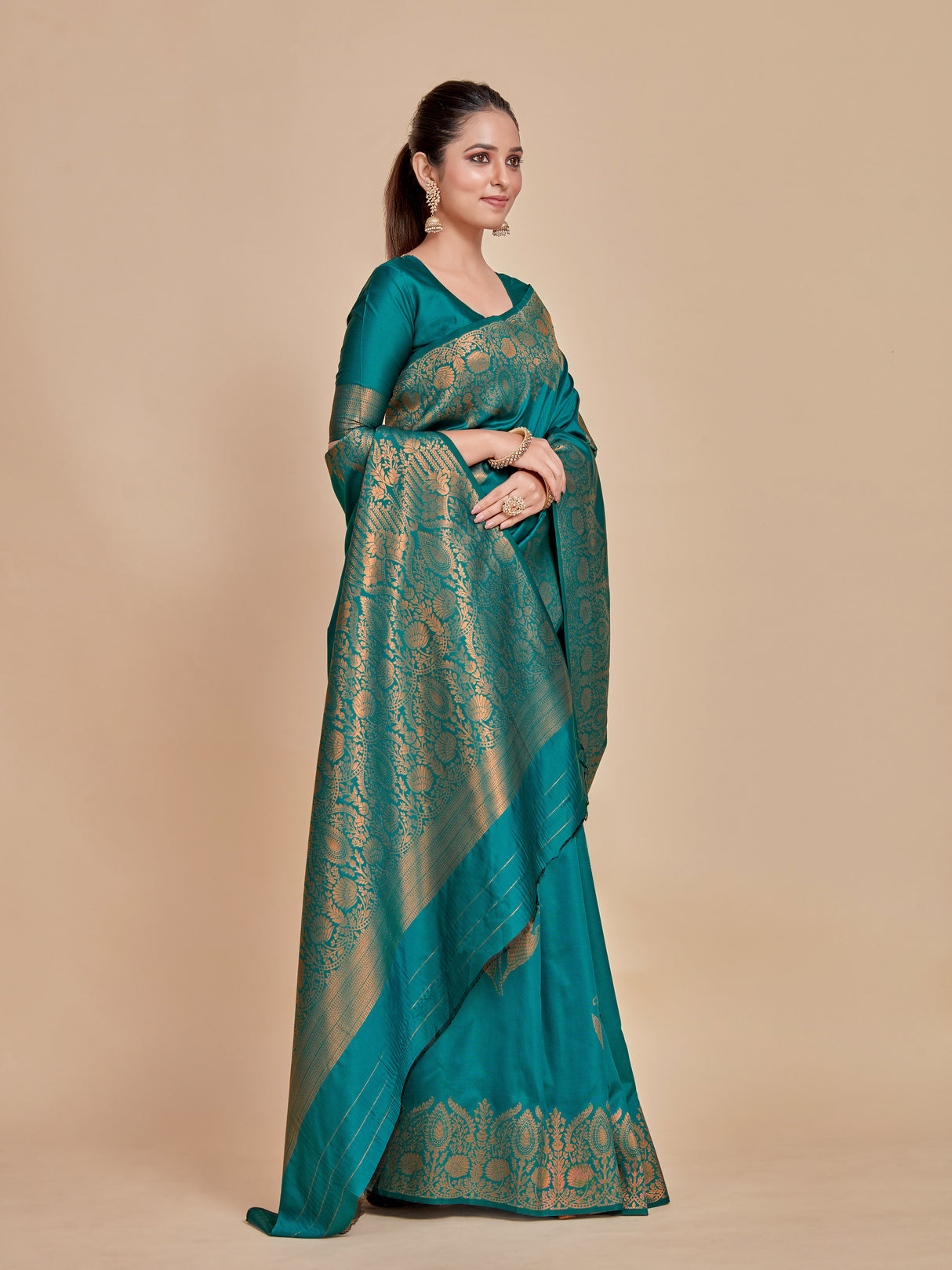 Mimosa Women's Woven Design Kanjivaram Style Art Silk Saree With Blouse Piece : SA00001382SFFREE