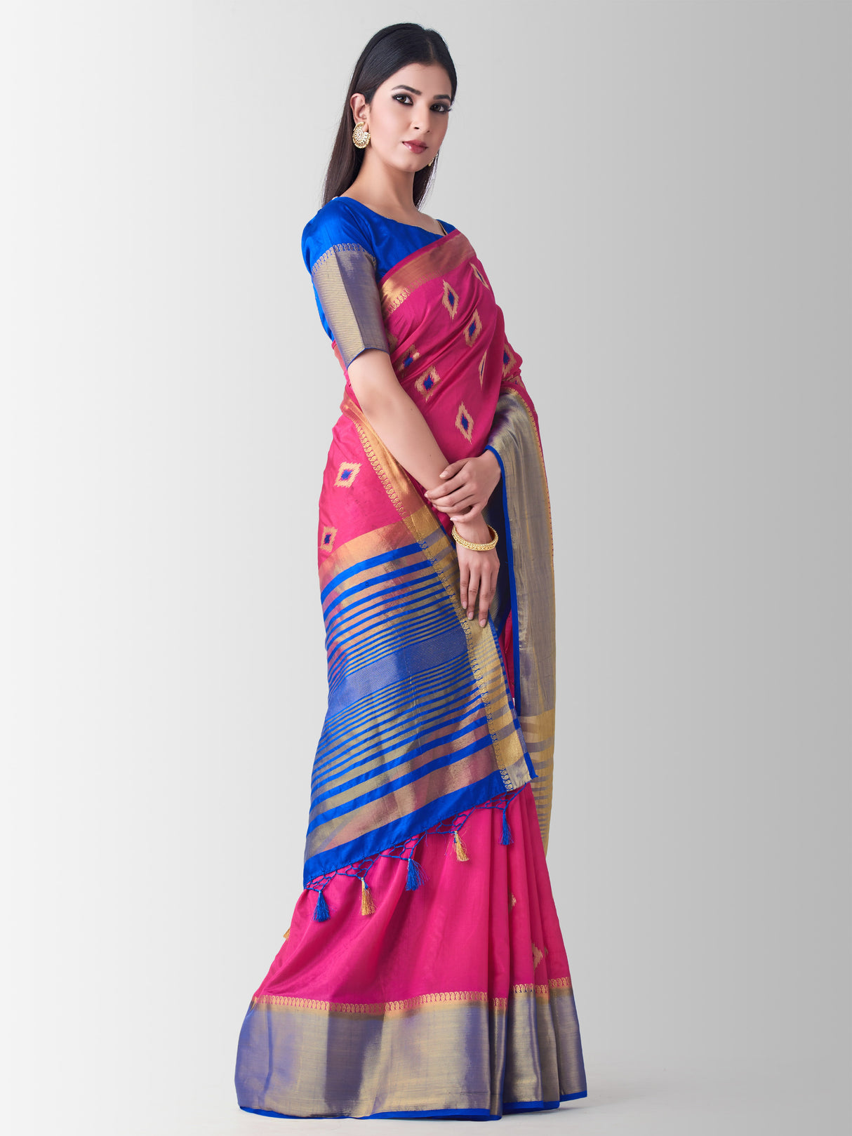 Mimosa Womens Art Silk Saree Kanjivaram Gajjari Color