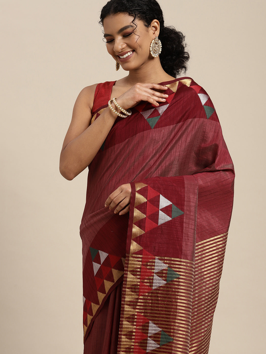 Mimosa Womens Art Silk Saree Kanjivaram style Chocolate Color
