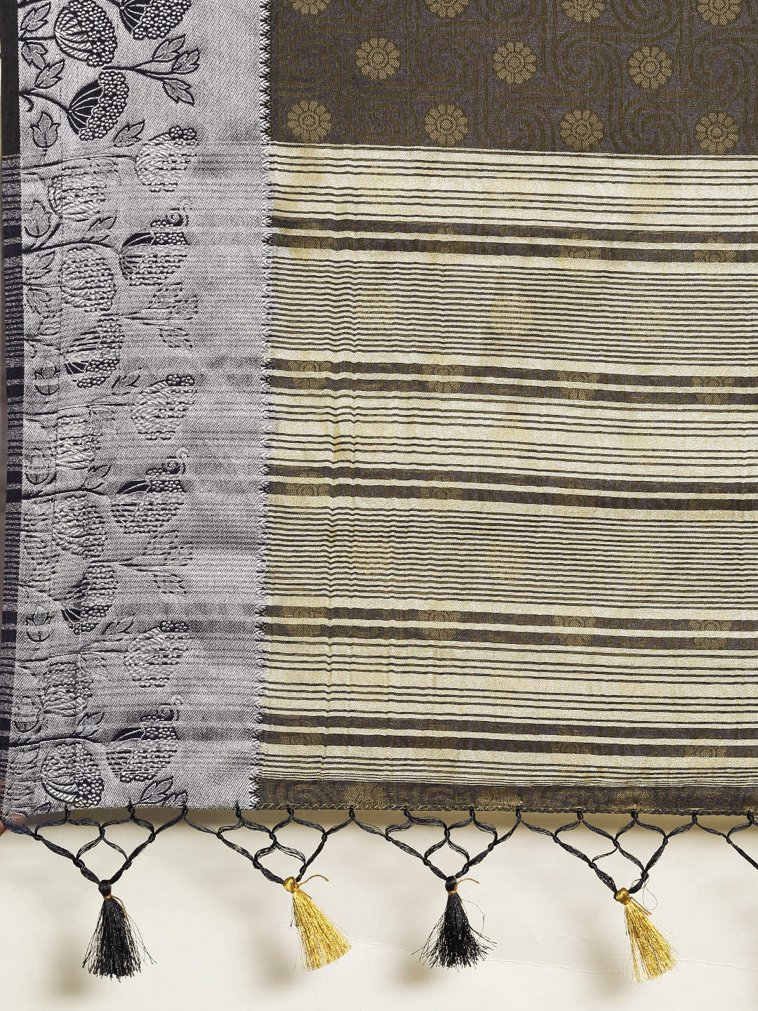 Mimosa Womens Art Silk Saree Kanjivaram style Navy Blue Color