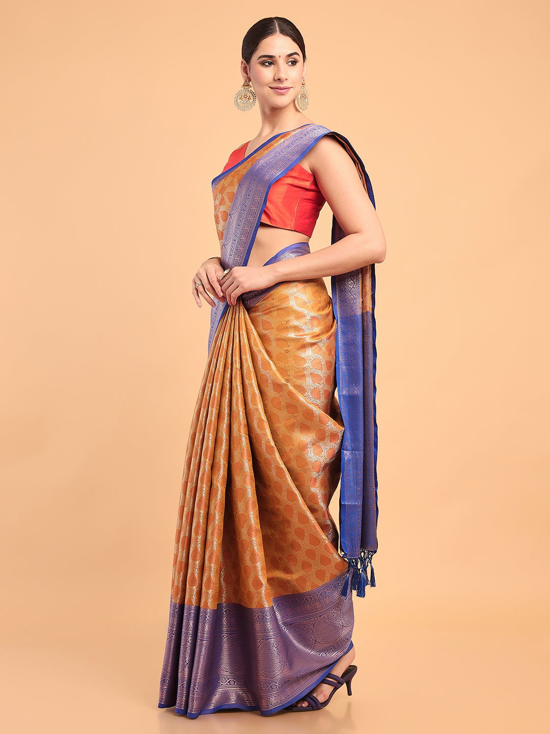 Mimosa Women's Woven Design Kanjivaram Art Silk Saree With Blouse Piece : SA00001118MSFREE
