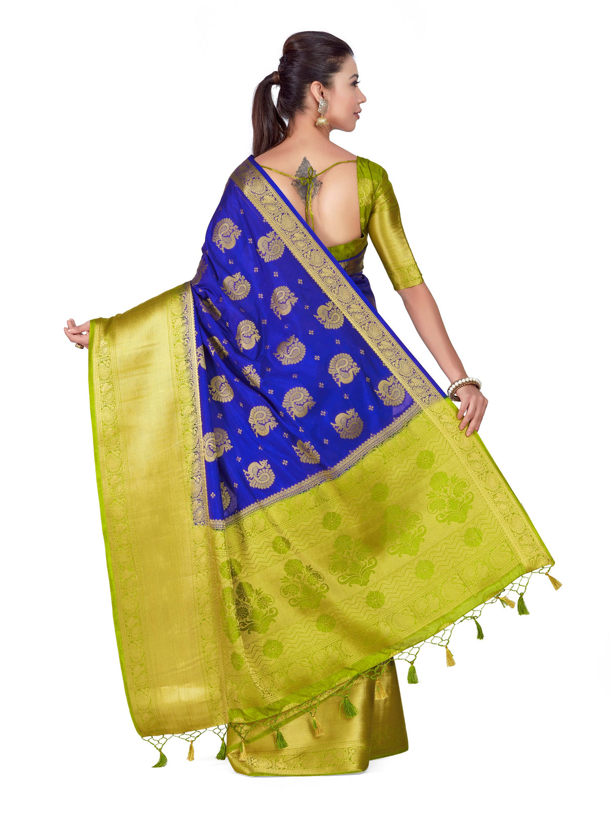 Mimosa Womens Art Silk Saree Kanjivaram Royal Blue Color