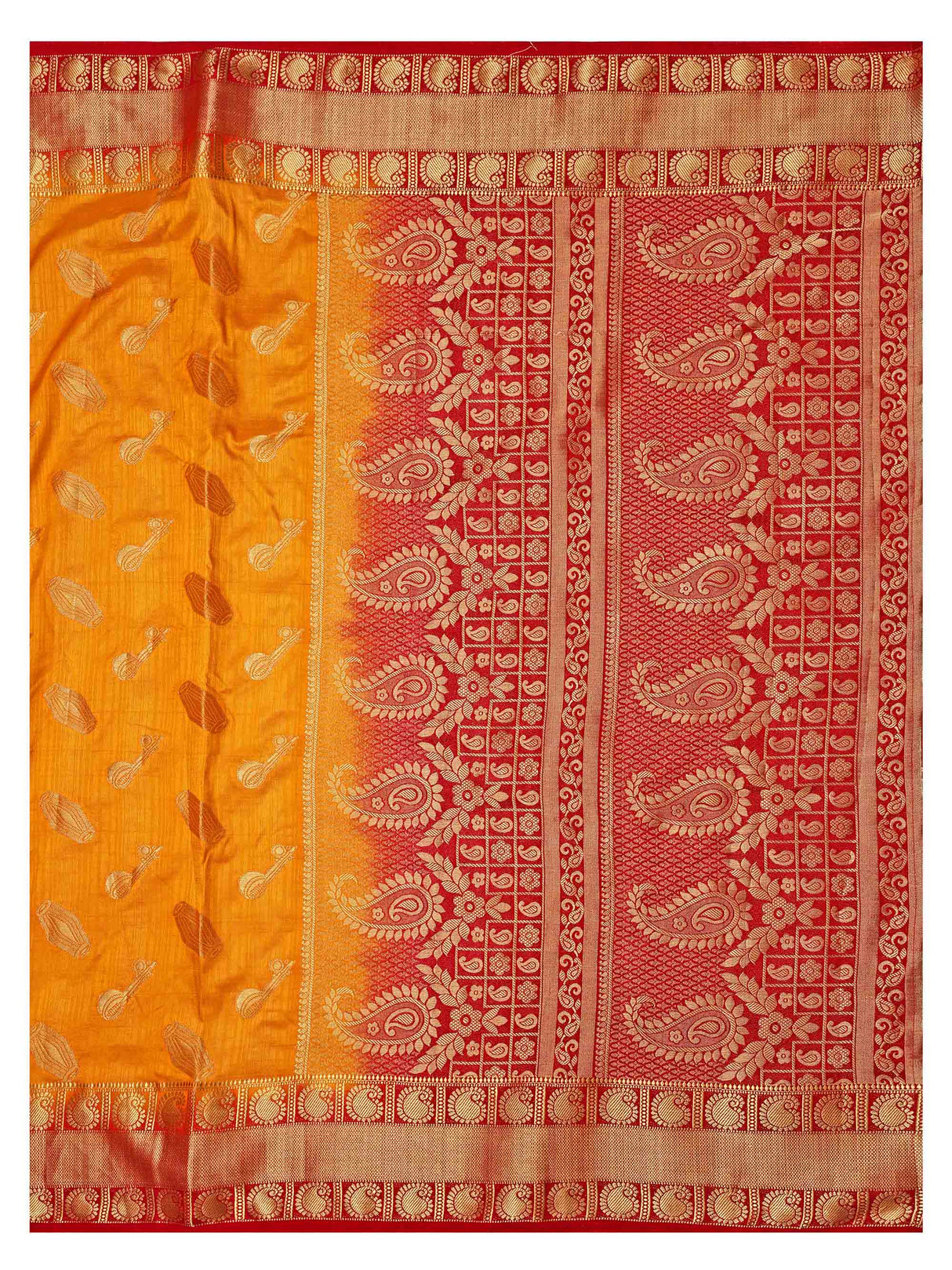 Mimosa Womens Art Silk Saree Kanjivaram Gold Color