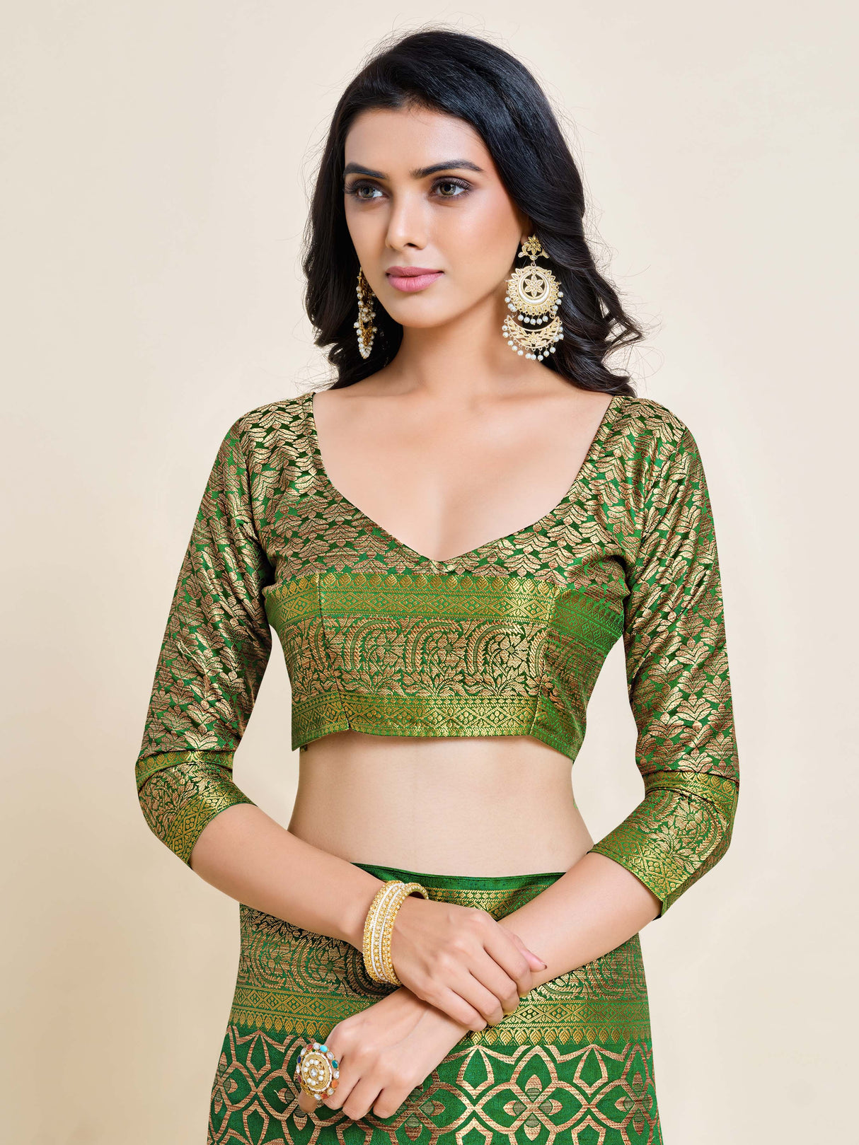 Mimosa Womens Art Silk Saree Kanjivaram Green Color