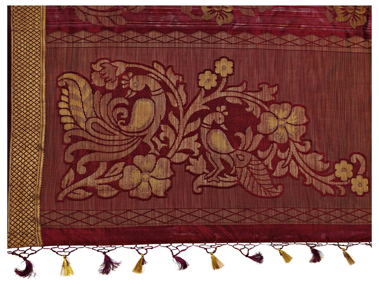 Mimosa Womens Art Silk Saree Kanjivaram Chocolate Color