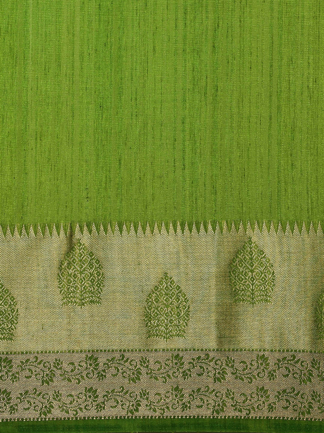 Mimosa Womens Raw Silk Saree Kanjivaram style Olive Color