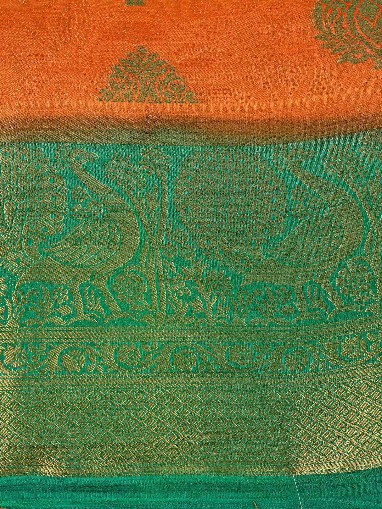 Mimosa Womens Art Silk Saree Kanjivaram Orange Color