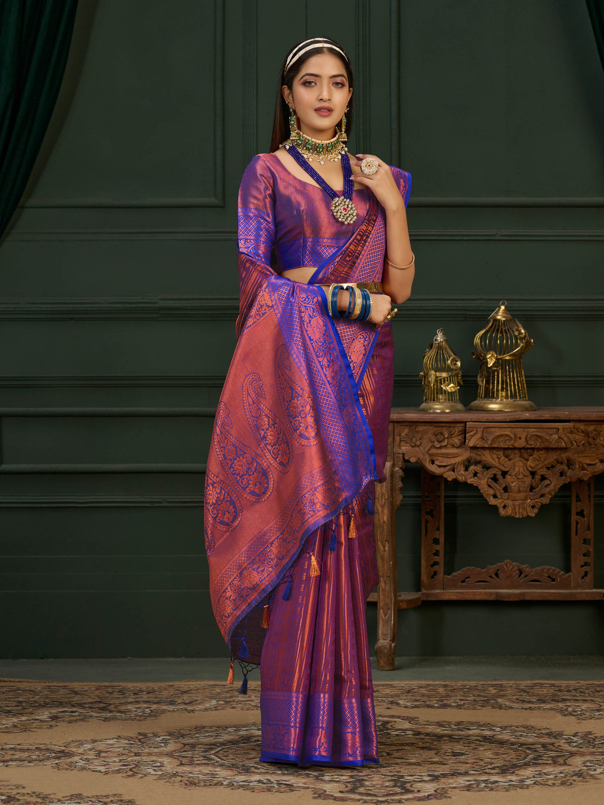 Mimosa Women's Woven Design Kanjivaram Art Silk Saree With Blouse Piece : SA0000914MJ