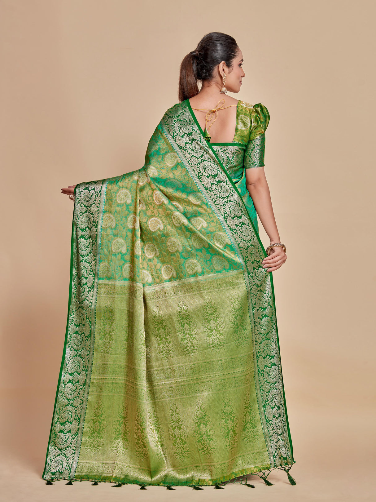 Mimosa Women's Woven Design Kanjivaram Style Art Silk Saree With Blouse Piece : SA0000412RMFREE