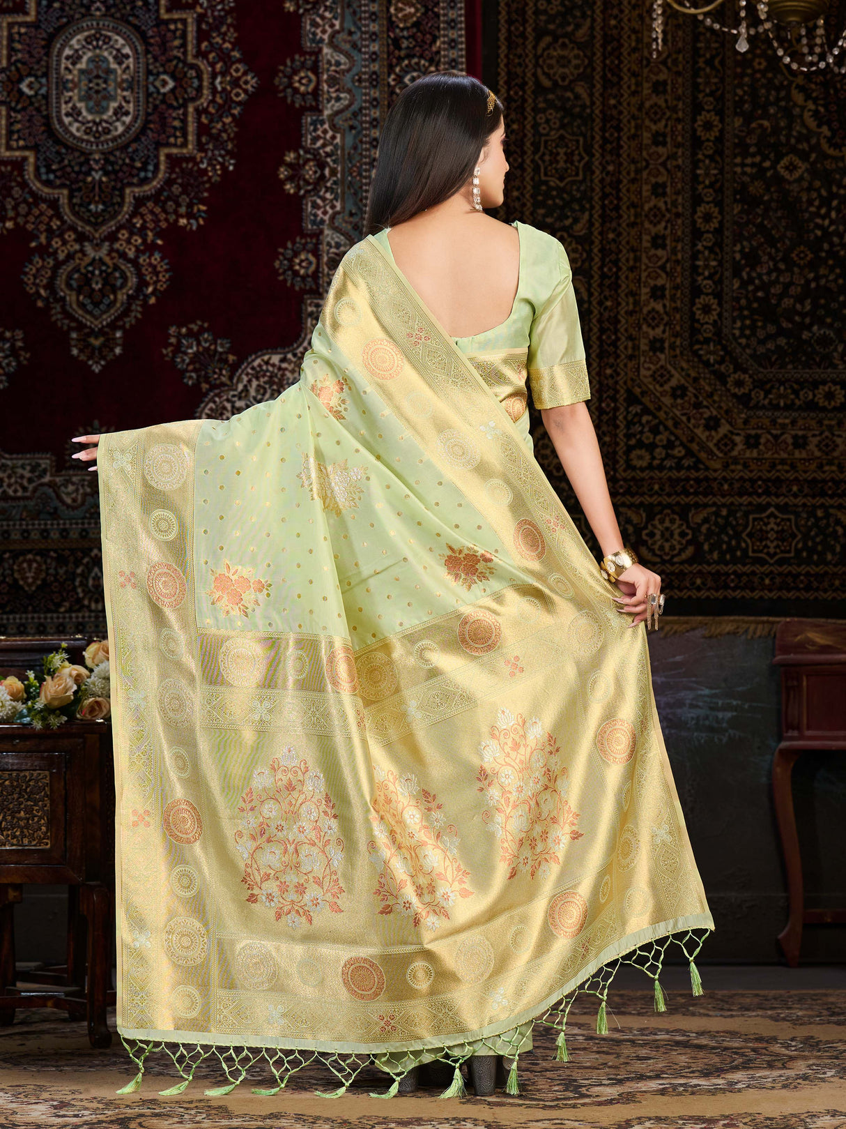 Mimosa Women's Woven Design Kanjivaram Art Silk Saree With Blouse Piece : SA0000904PS