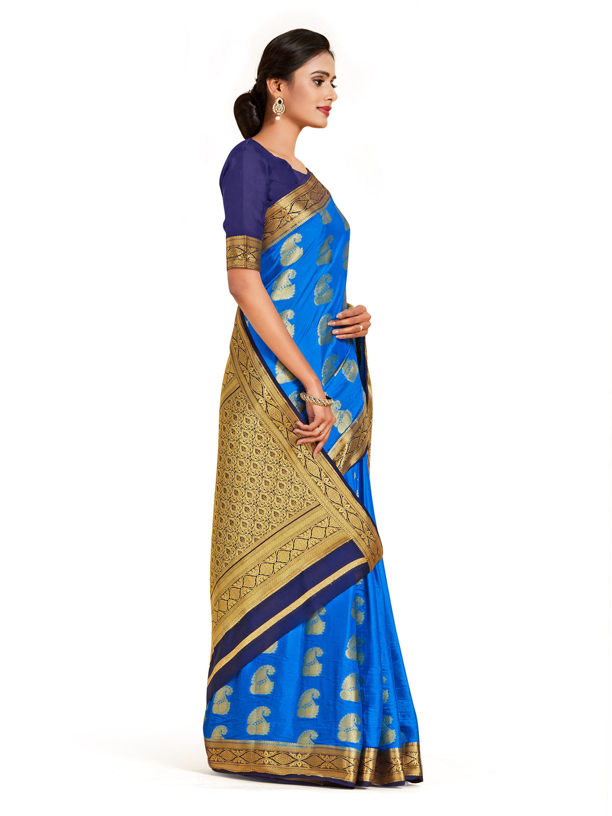 Mimosa Womens Crepe Saree Mysore Silk Ananda Color
