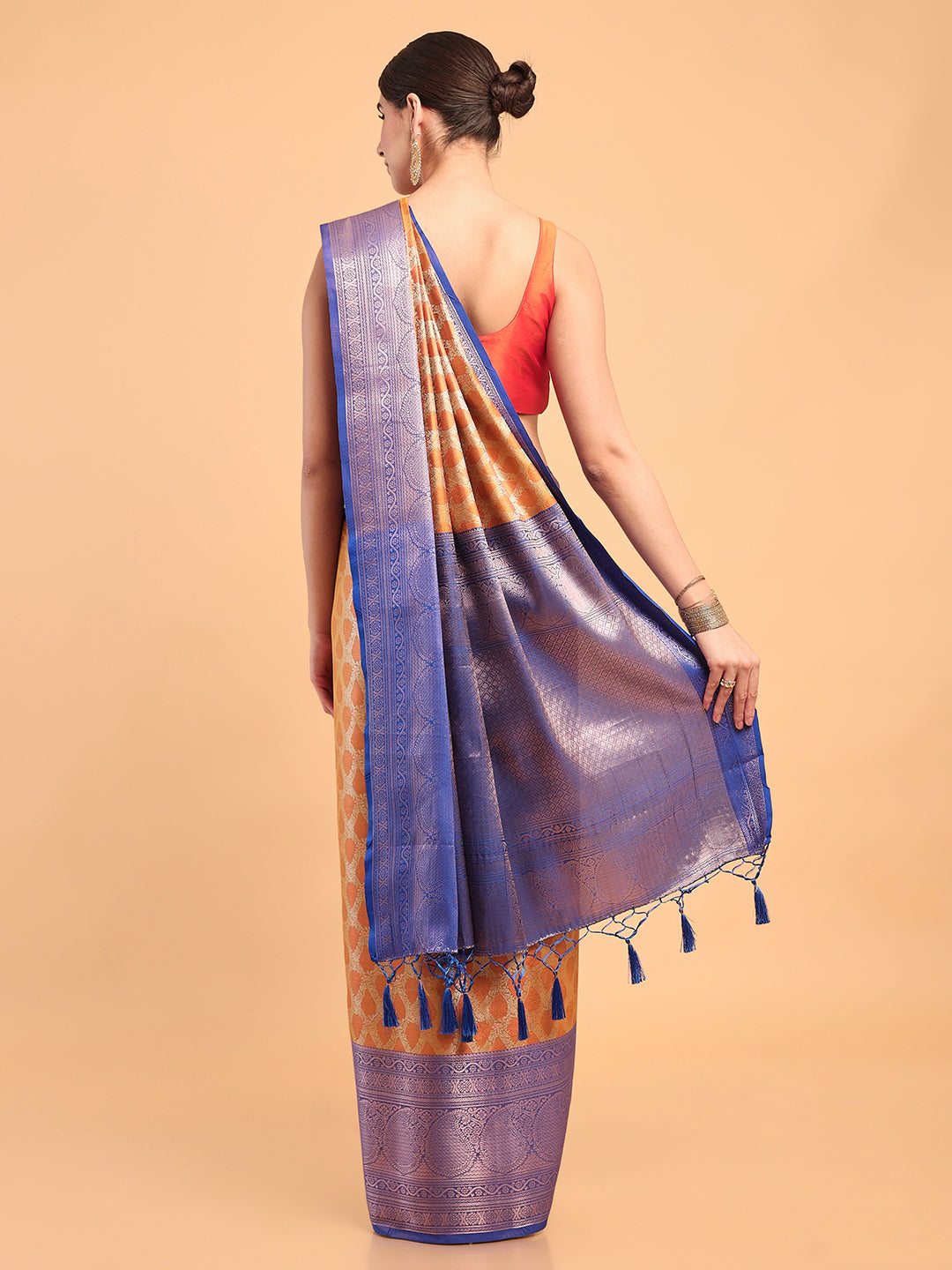 Mimosa Women's Woven Design Kanjivaram Art Silk Saree With Blouse Piece : SA00001118MSFREE