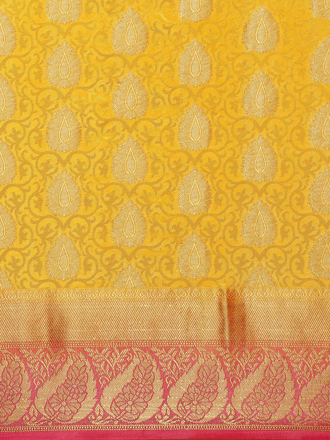 Mimosa Womens Art Silk Saree Kanjivaram Gold Color