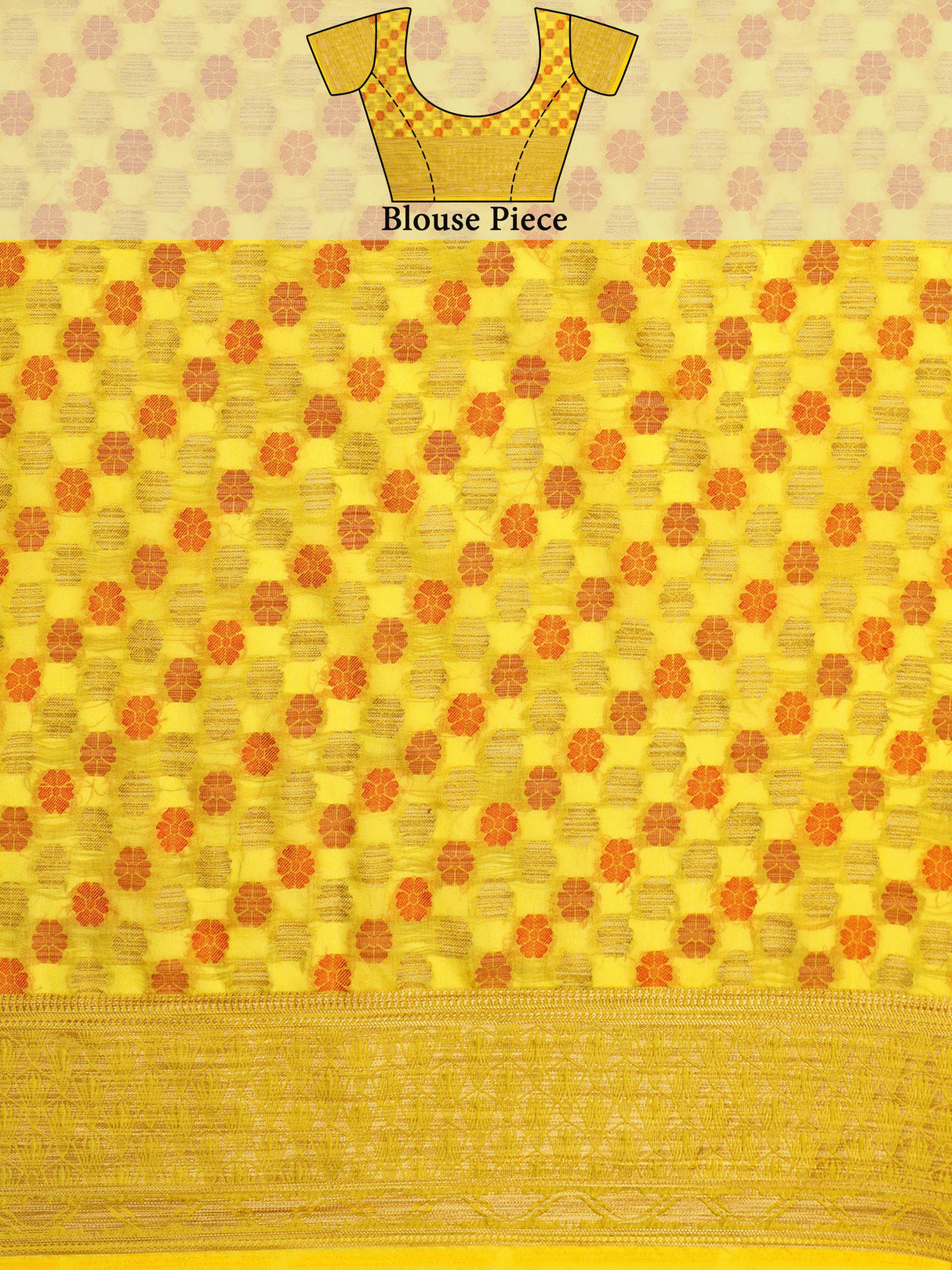 Mimosa Womens Art Silk Saree Kanjivaram Yellow Color