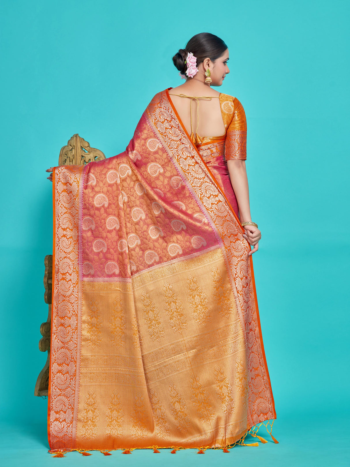 Mimosa Women's Woven Design Kanjivaram Style Art Silk Saree With Blouse Piece : SA0000412RNFREE